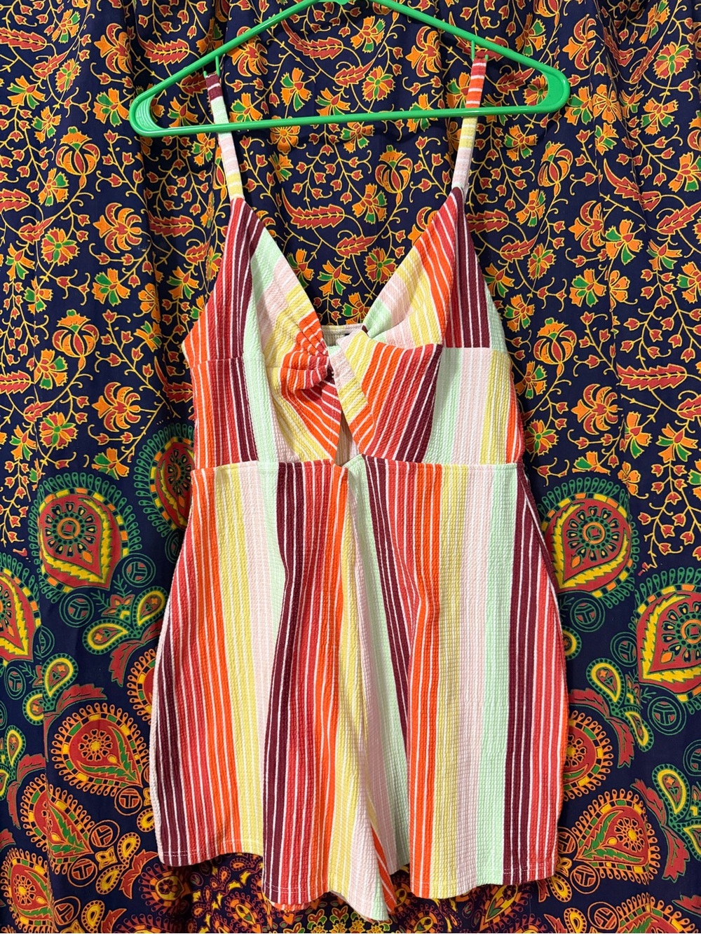 wild fable Multicolor Striped Knit Romper — Yellow, Green, Pink, Red